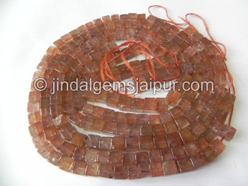 Sunstone Plain Cube Shape Beads